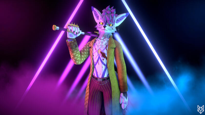 Unity render of my main VRChat avatar in a cosplay