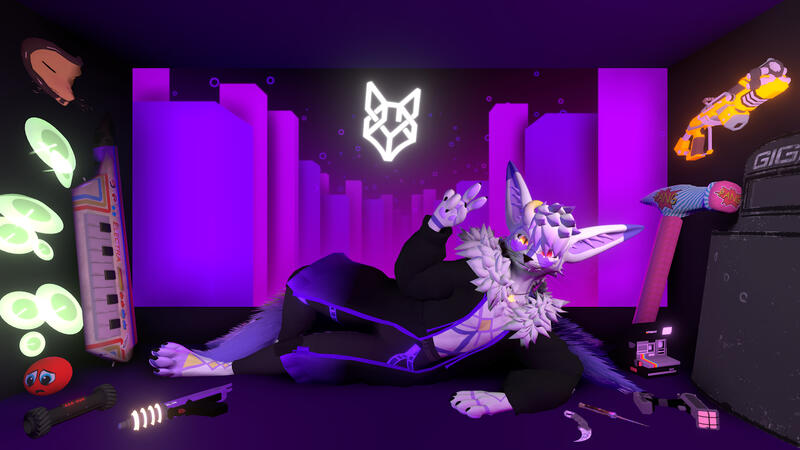 Unity render of my main VRChat avatar with most of my assets.