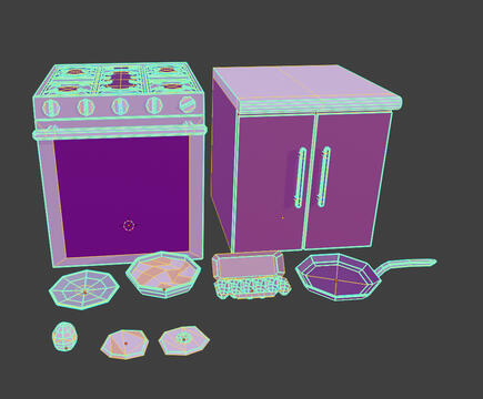 Wireframe of my custom models from a game jam submission